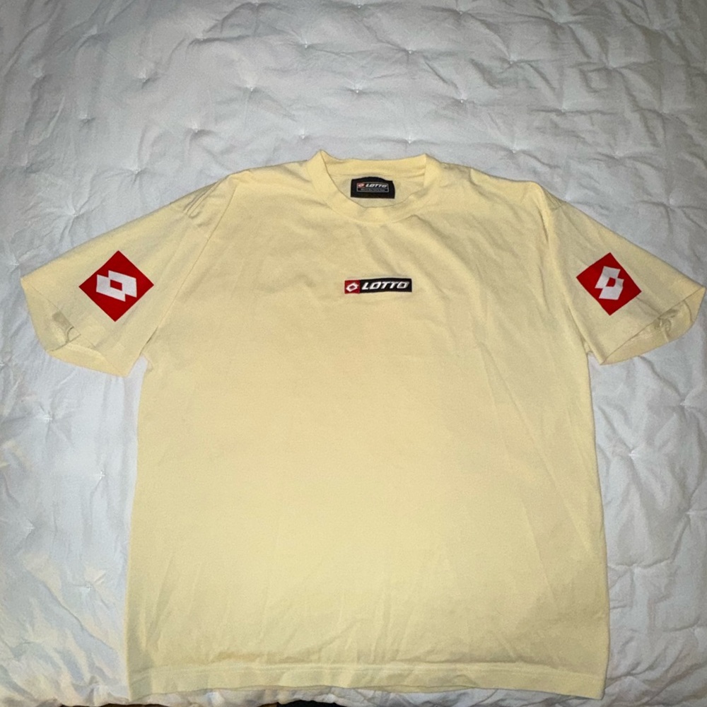 LOTTO Butter Yellow heavyweight T-Shirt with Red Velvet Accents